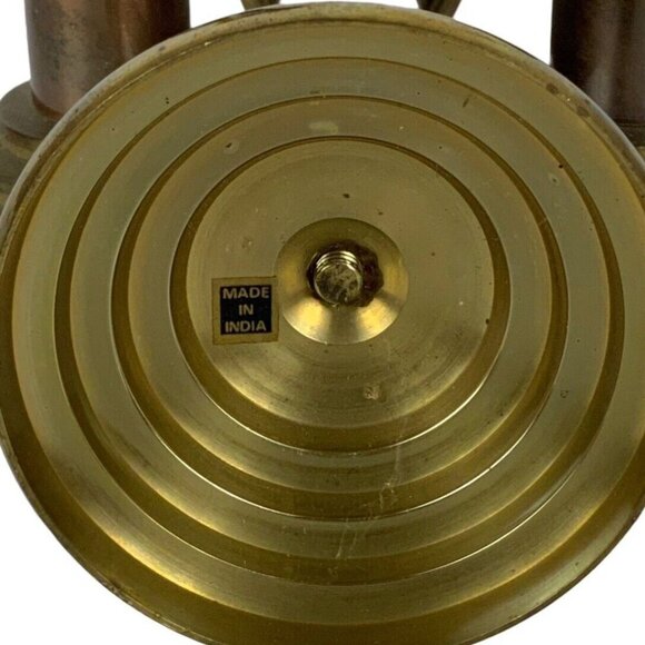 Brass Copper Candlestick Taper Candle Holder Set Of 3 Graduated Heights India - Picture 5 of 6